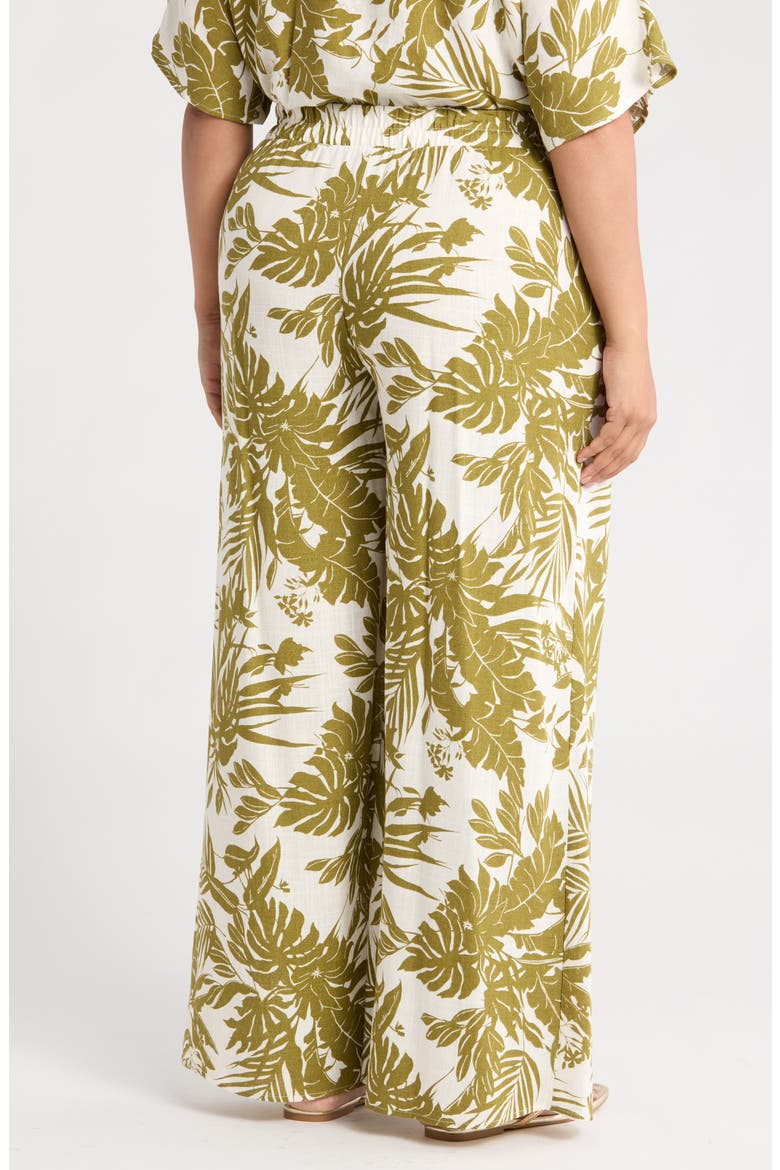 Tropical Print Wide Leg Pants, Alternate, color, OLIVE