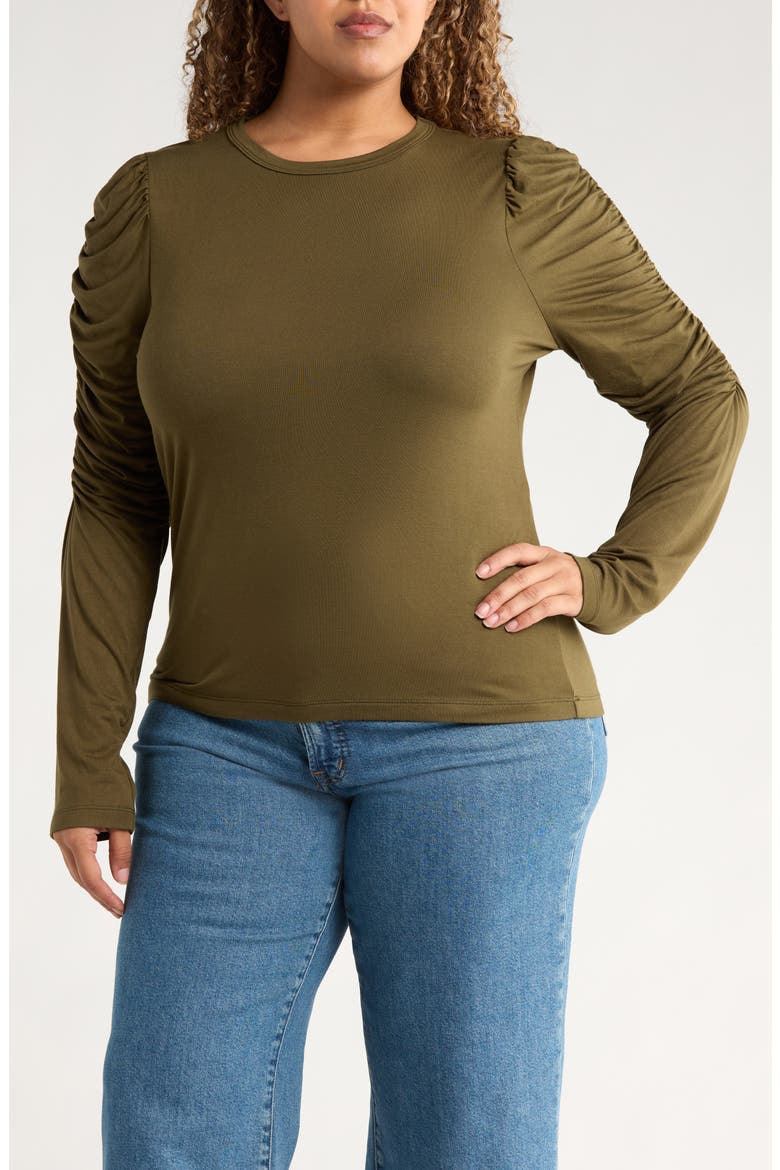 Long Puff Sleeve Top, Main, color, OLIVE