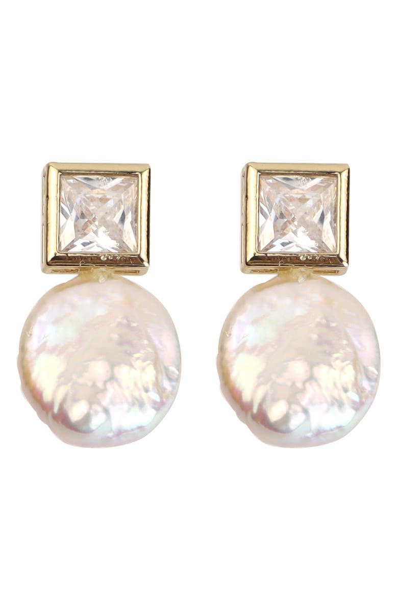 Panacea Crystal & Faux Pearl Drop Earrings, Main, color, White