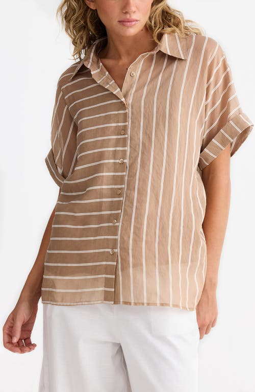 Brave + True Brave+true Alice Oversize Stripe Shirt In Latte Stripe