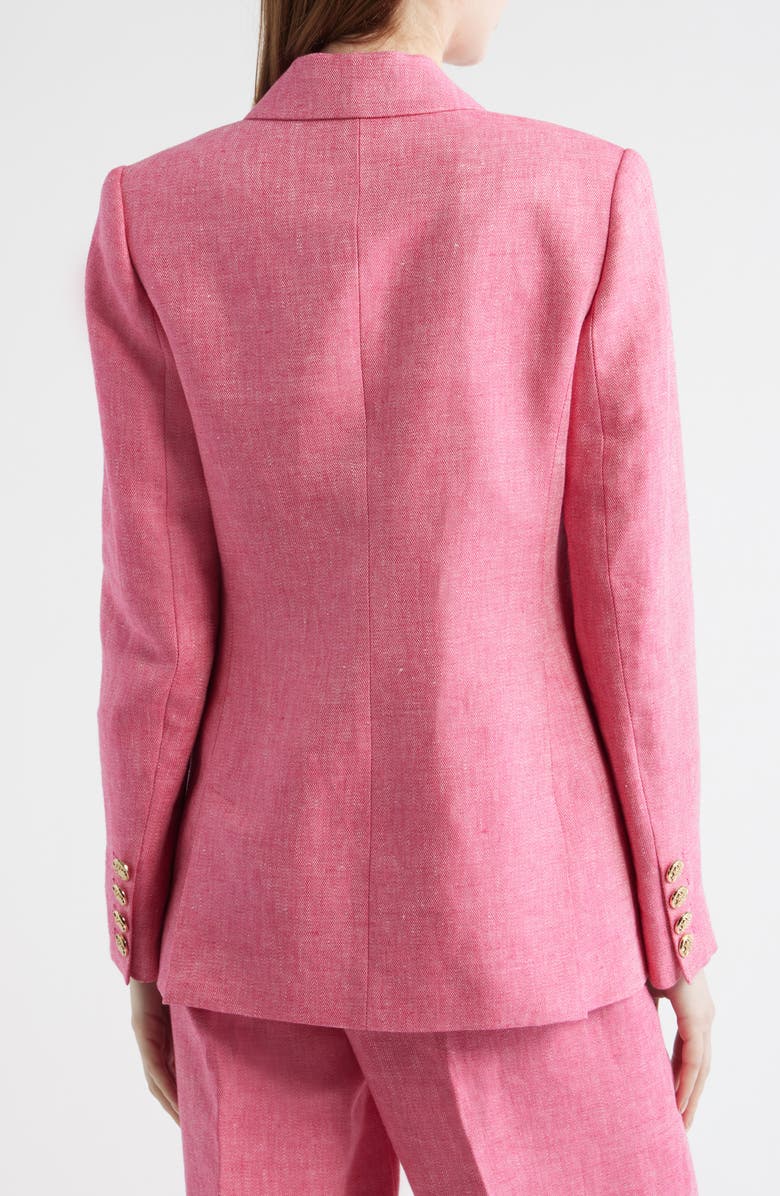 Elie Tahari The Kenna Double Breasted Linen Blazer, Alternate, color, Plum Rose