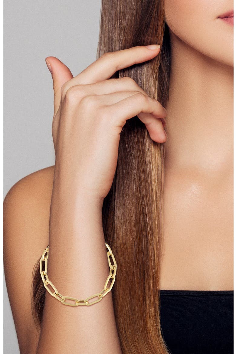 Paperclip Link Bracelet, Alternate, color, GOLD