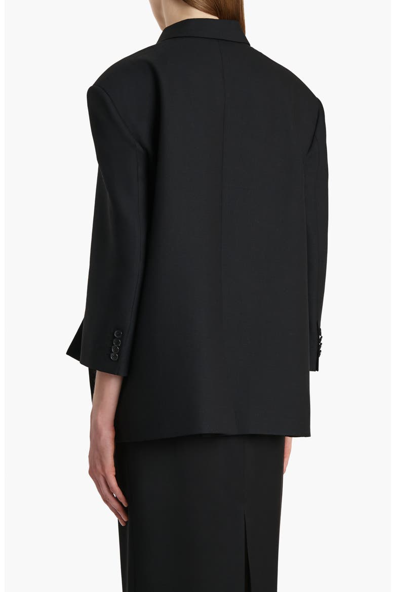 Palto Asymmetric Wool & Silk Cady Wrap Jacket, Alternate, color, BLACK