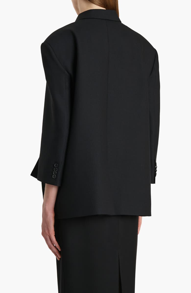 Khaite Palto Asymmetric Wool & Silk Cady Wrap Jacket, Alternate, color, Black