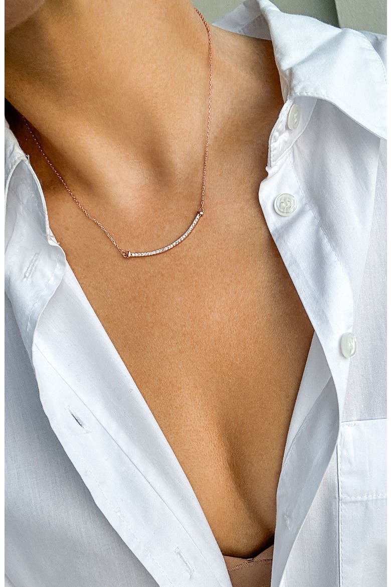Curved Bar Necklace, Alternate, color, PINK