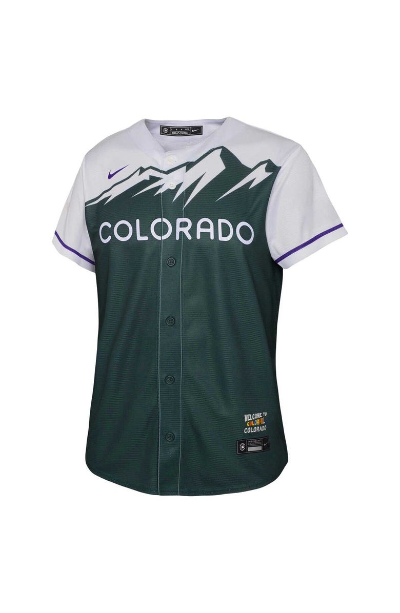 Nike Youth Nike Green Colorado Rockies City Connect Replica Team Jersey, Alternate, color,