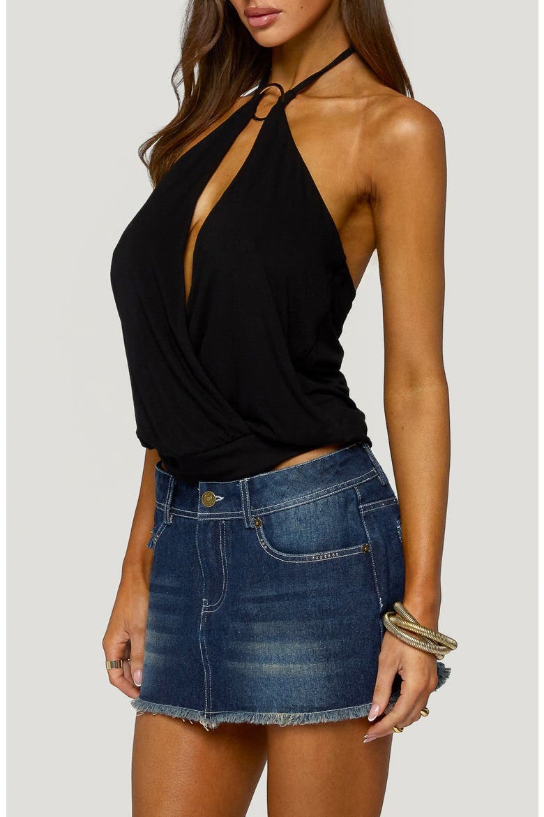 Metta Ring Cutout Halter Top, Alternate, color, BLACK