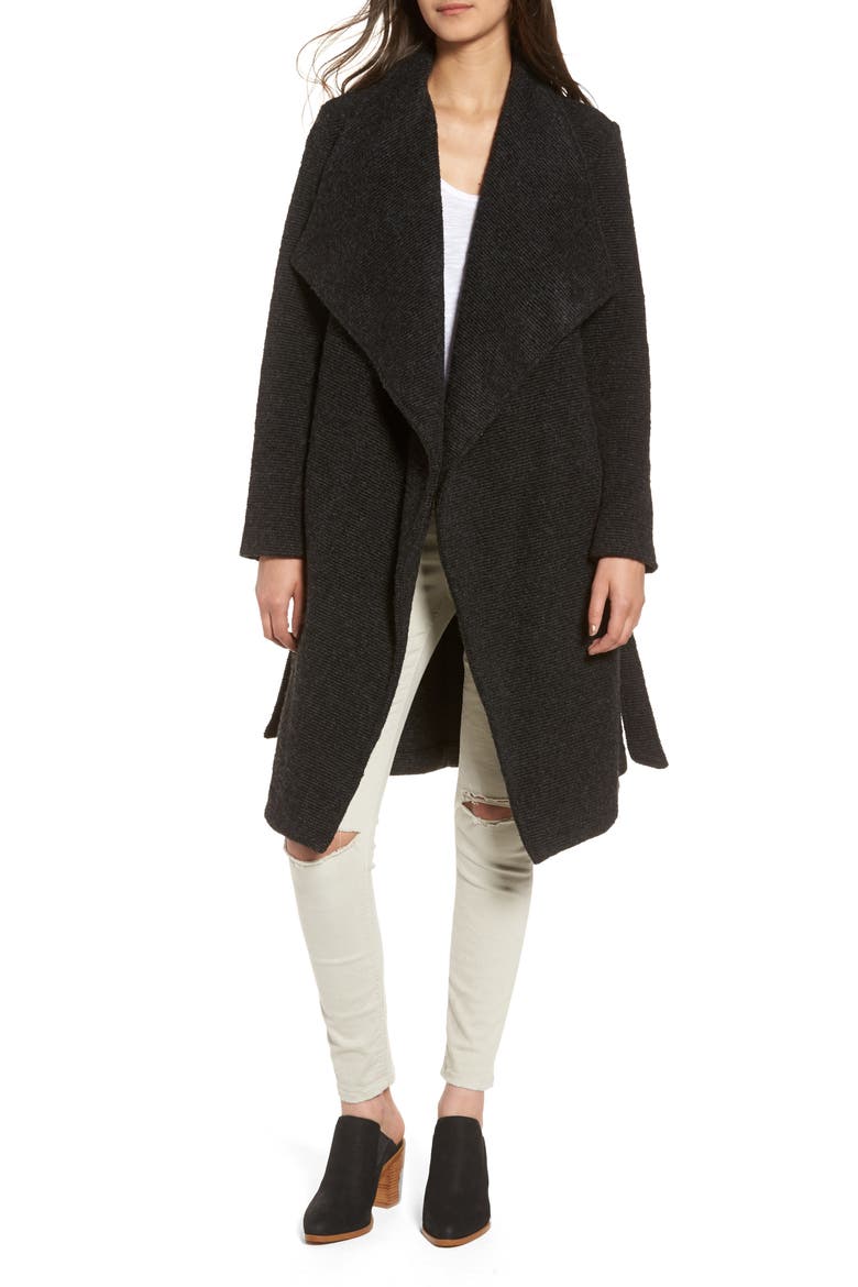BB Dakota Issac Ribbed Blanket Coat, Alternate, color, CHARCOAL GREY