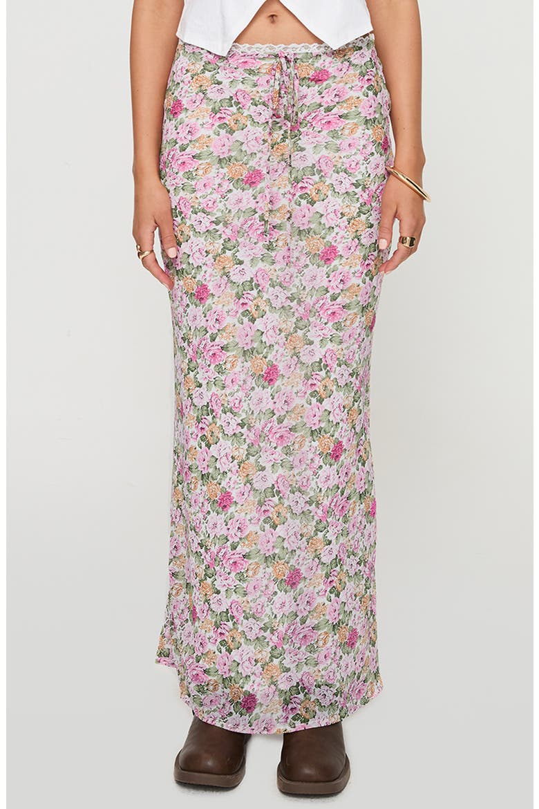 Emily Floral Print Tie Waist Maxi Skirt, Main, color, PINK