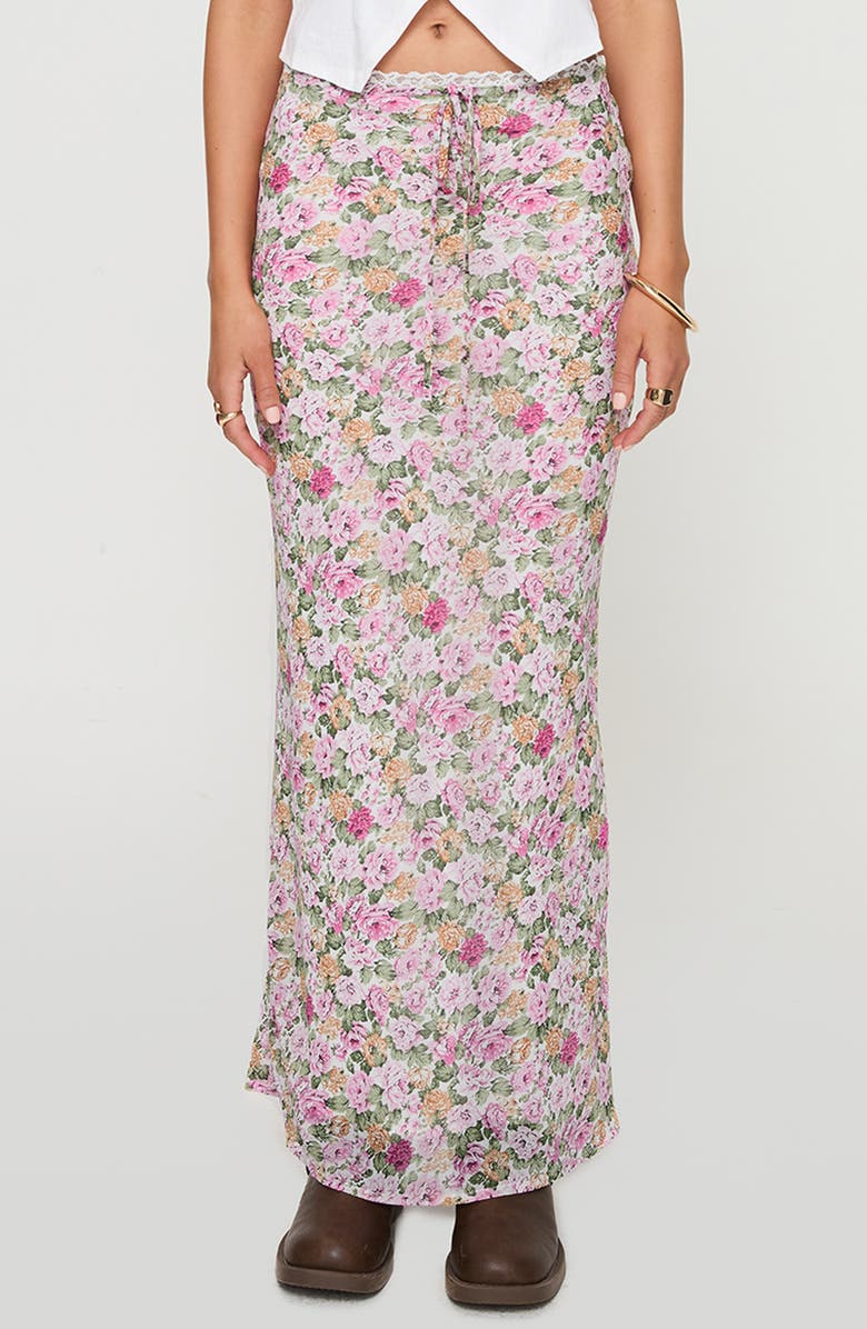 Princess Polly Emily Floral Print Tie Waist Maxi Skirt, Main, color,