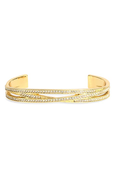 Pavé Crystal Crisscross Bar Cuff Bracelet