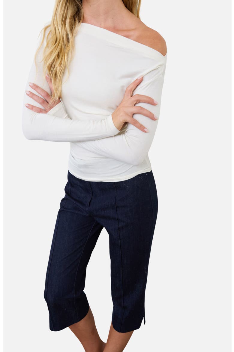 Ruched Long Sleeve Knit Top, Alternate, color, CREAM