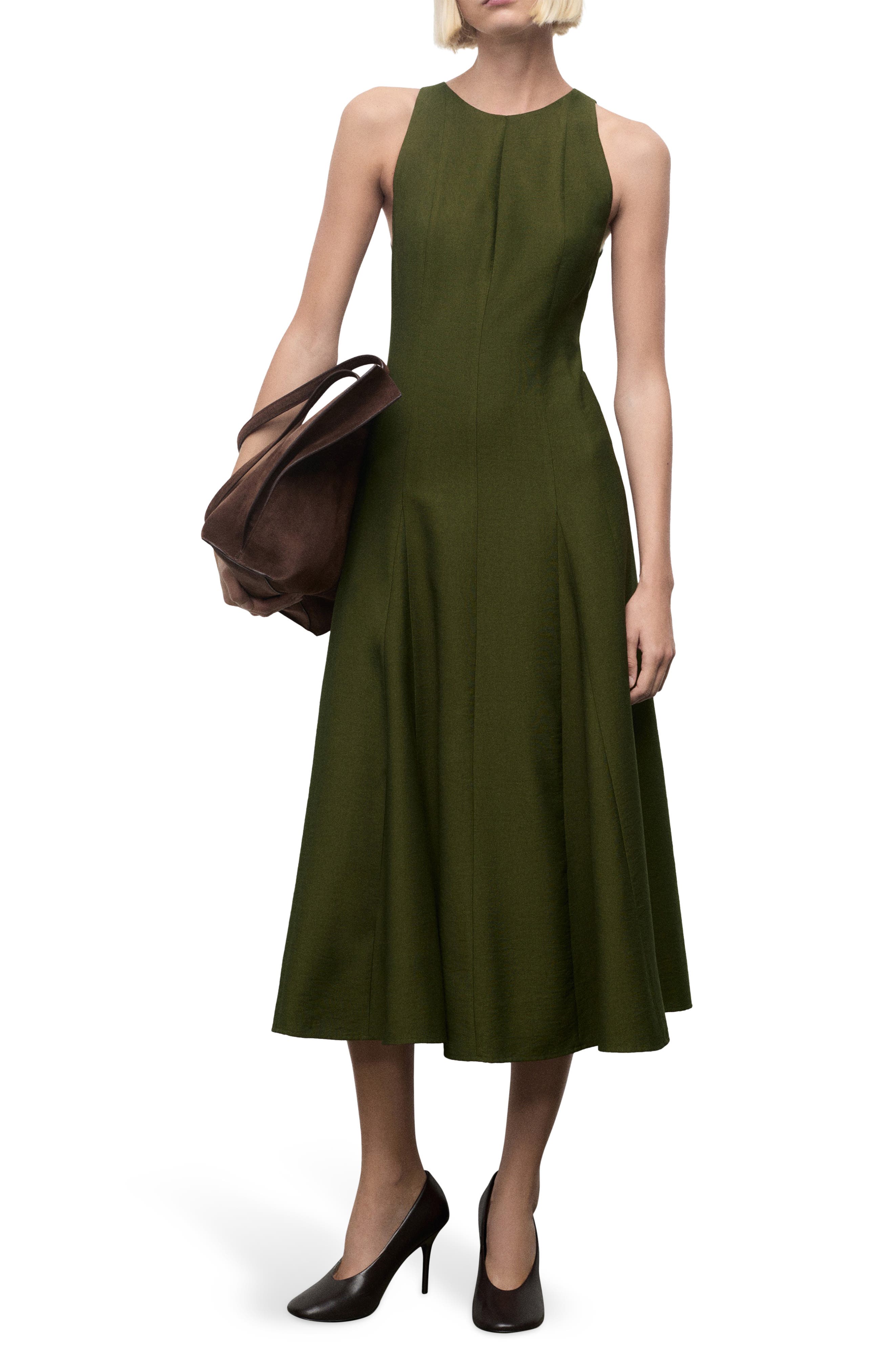 MANGO Sleeveless Flared Maxi Dress