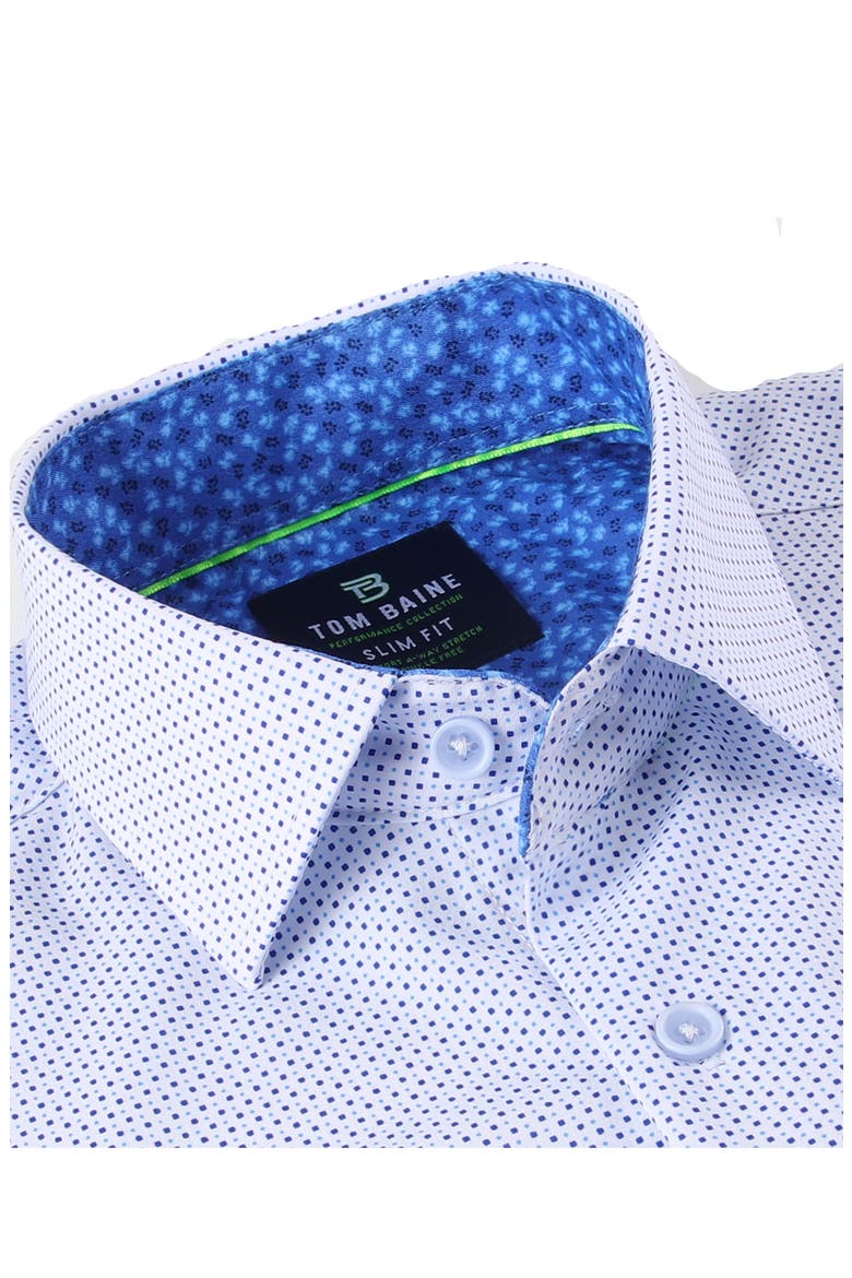 Slim Fit Short Sleeve Performance Stretch Button-Up Shirt, Alternate, color, WHITE