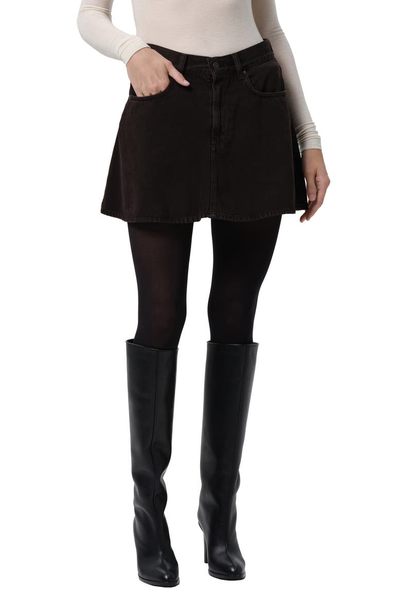 Trapeze Cotton Miniskirt, Main, color, CAROB DK BROWN