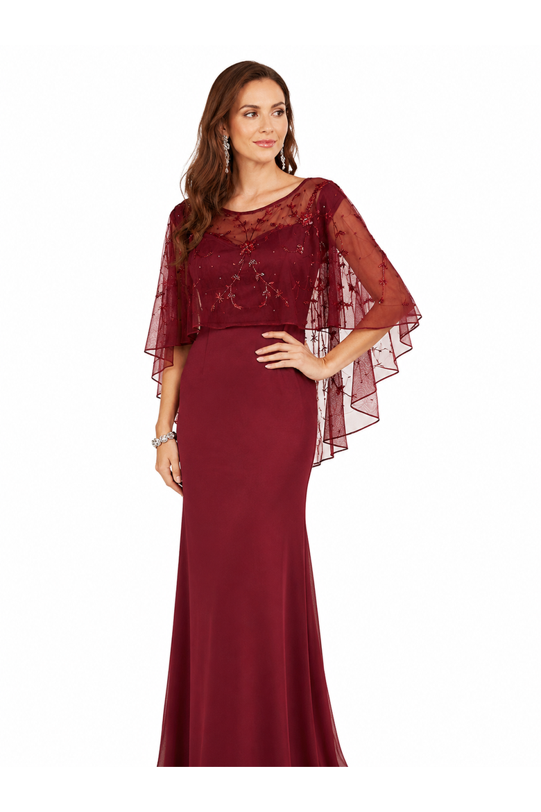 Flutter Capelet, Alternate, color, Wine