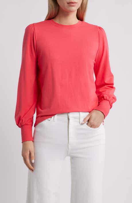 Caslon® Blouson Sleeve Cotton Blend Top