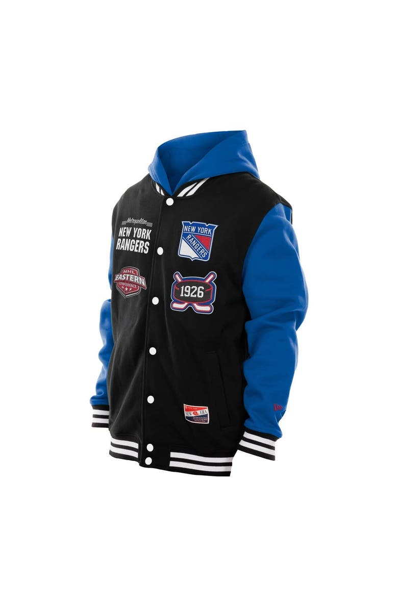 New Era Men's New Era Black/Blue New York Rangers Full-Snap Fleece Hoodie Jacket, Alternate, color, Black