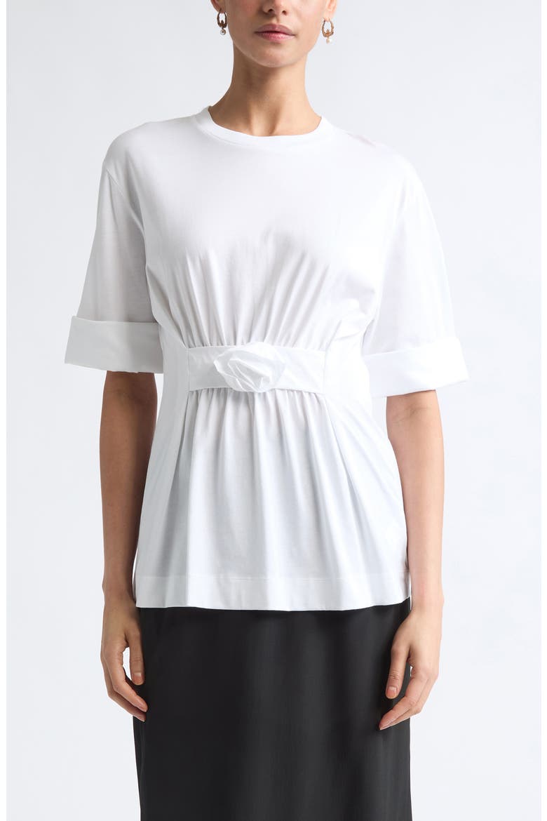 Gathered Rose T-Shirt, Main, color, WHITE