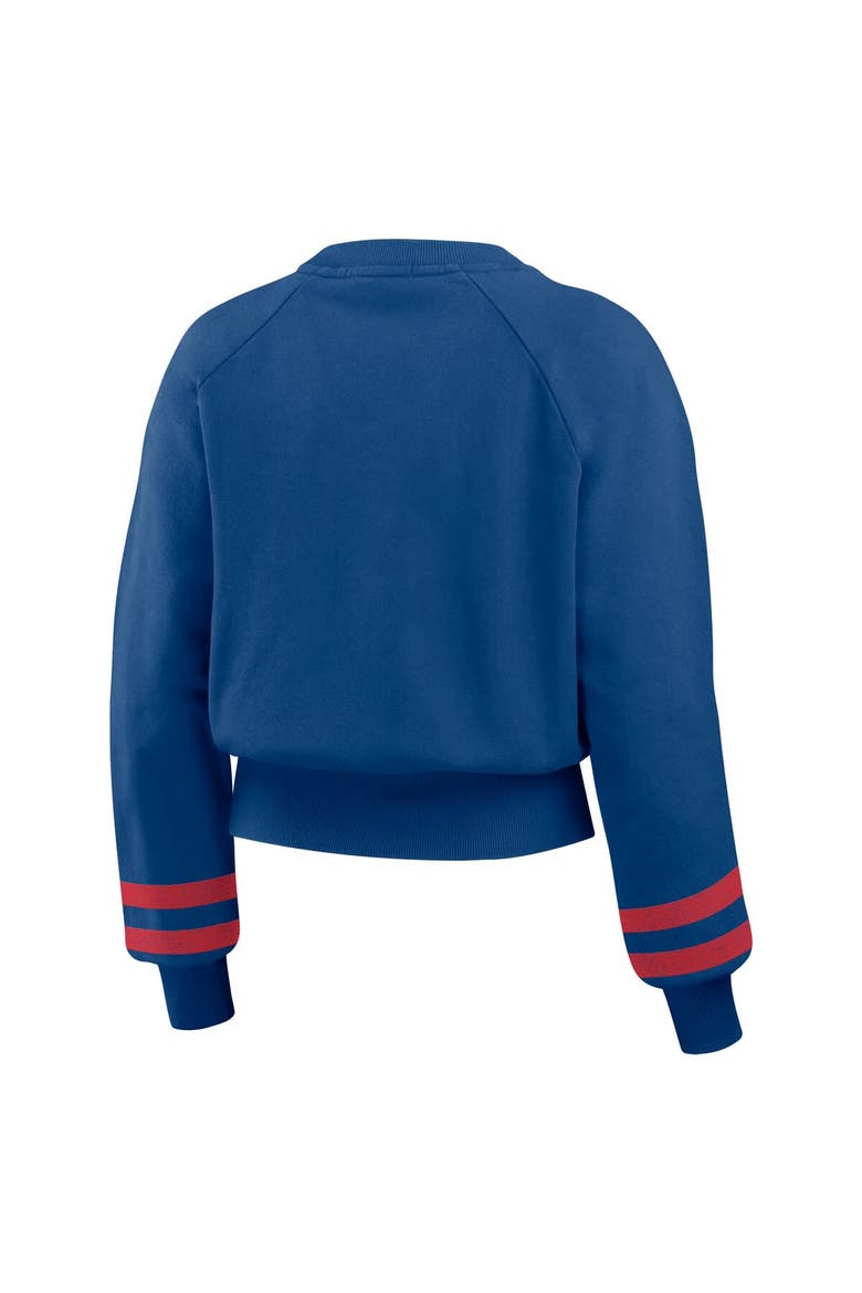 Women's WEAR by Erin Andrews  Royal Chicago Cubs Vintage Washed Cropped Pullover Sweatshirt, Alternate, color, Royal