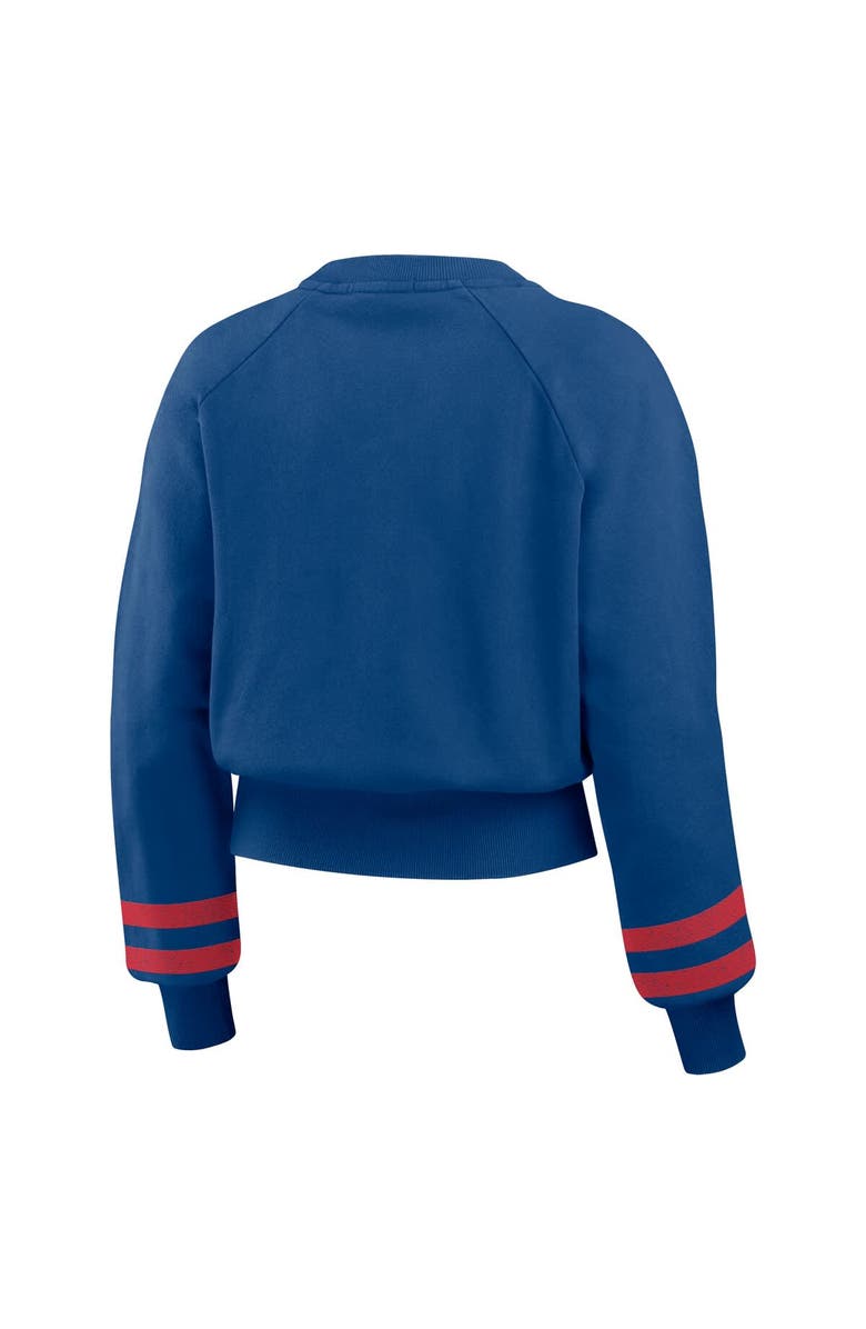 WEAR by Erin Andrews Women's WEAR by Erin Andrews  Royal Chicago Cubs Vintage Washed Cropped Pullover Sweatshirt, Alternate, color, Royal