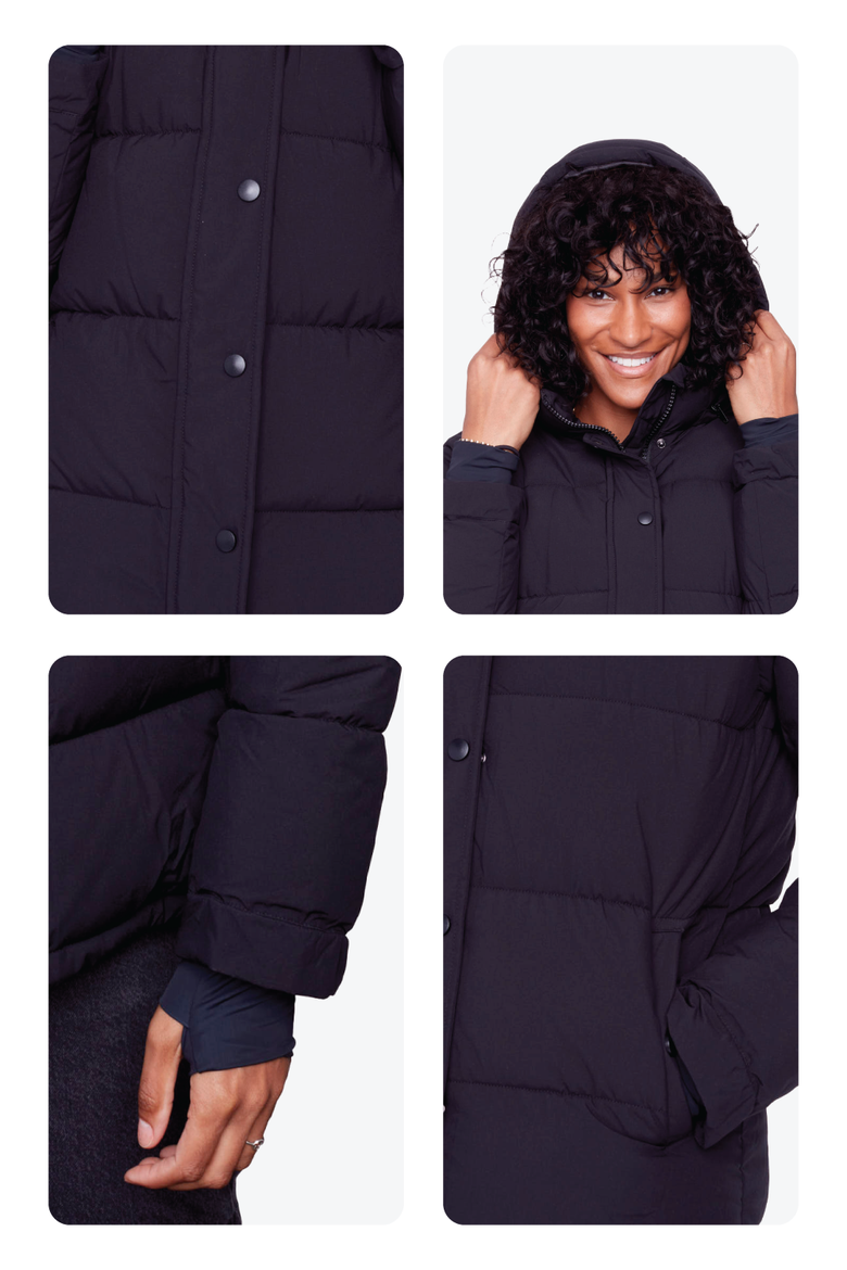 FORILLON - Vegan Down Short Quilted Puffer Jacket, Alternate, color, BLACK
