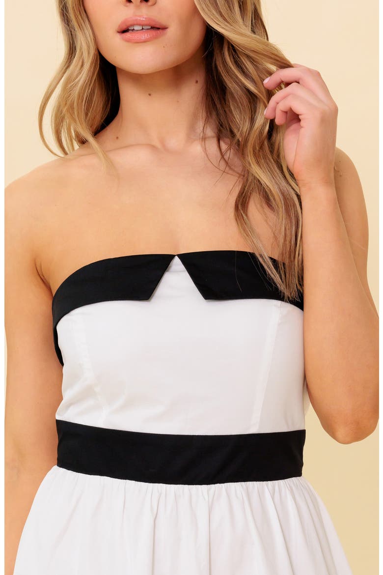 Colorblock Strapless Tiered Cotton Maxi Dress, Alternate, color, WHITE/ BLACK