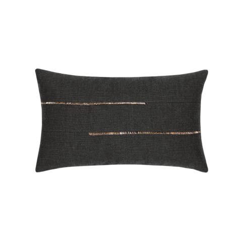 Micro Fringe Lumbar Indoor & Outdoor Woven Accent Lumbar Pillow with chenille accents
