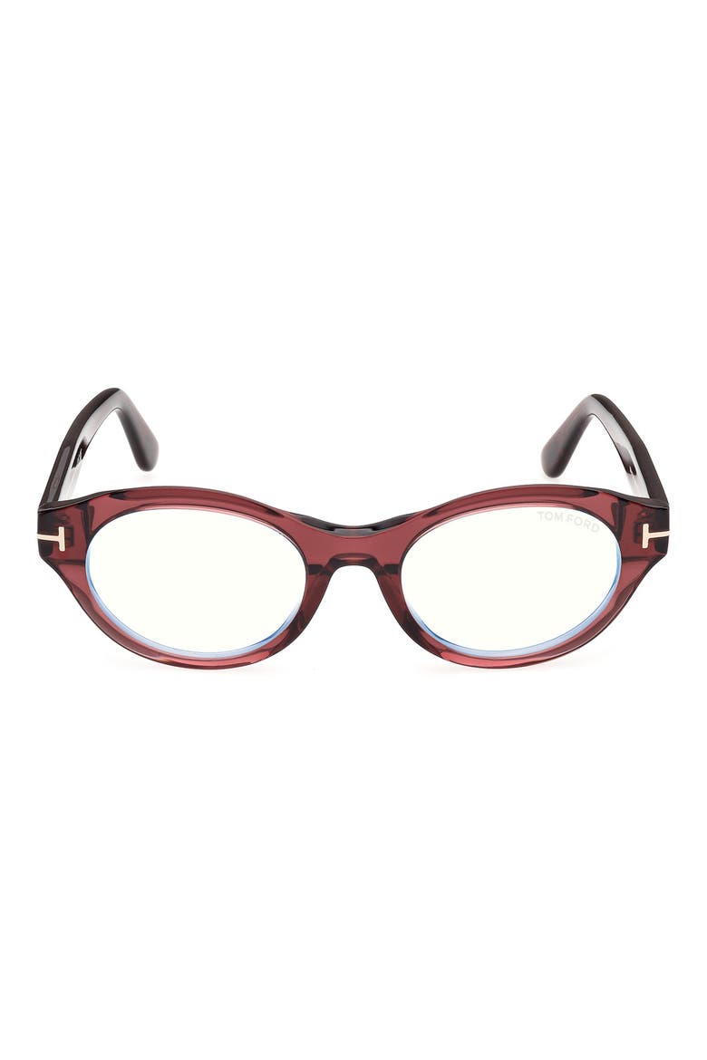 51mm Oval Sunglasses, Main, color, SHINY TRANSPARENT DARK BURGUN