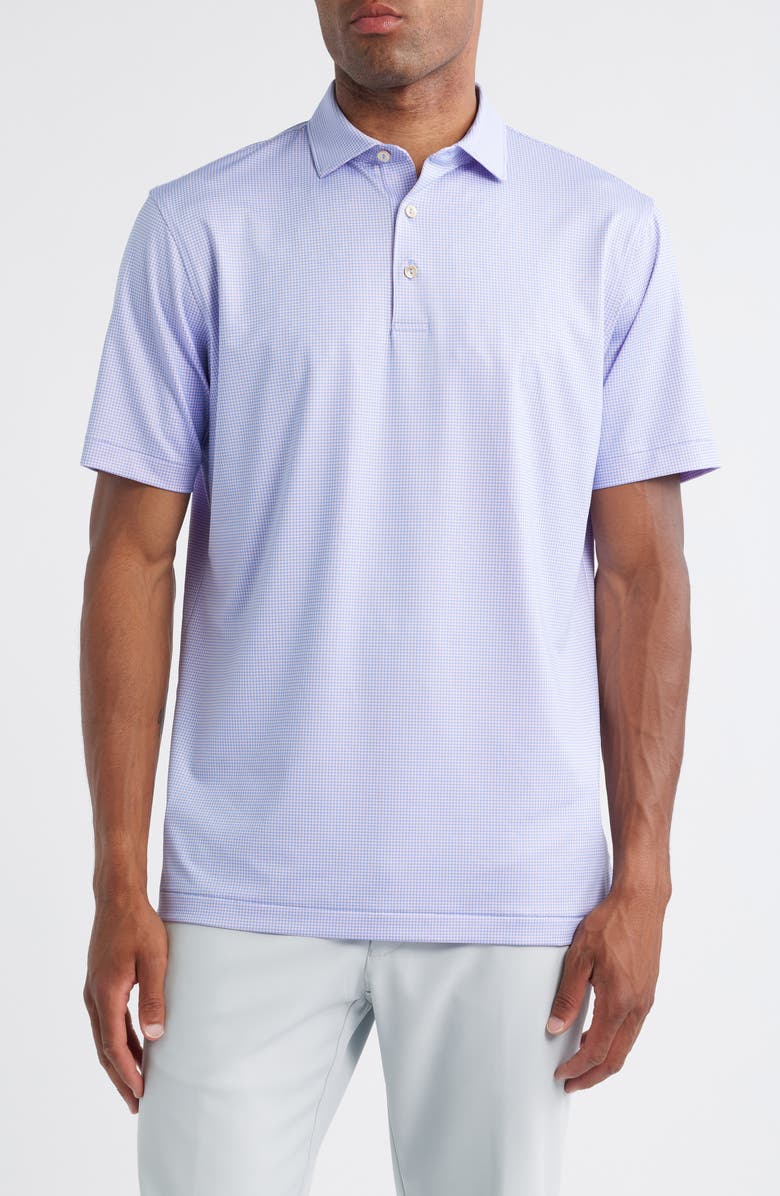 Peter Millar Gingham Performance Jersey Polo, Main, color, Seaside Blue