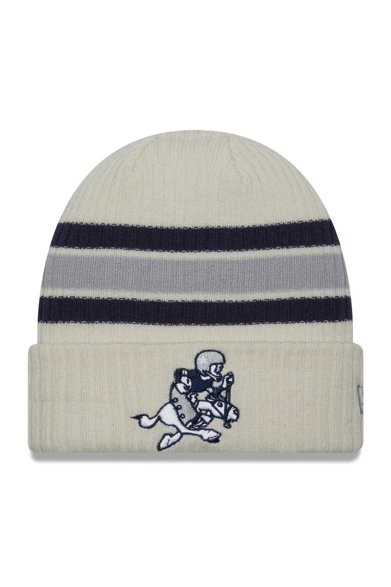 Men's New Era  Cream Dallas Cowboys Vintage Cuffed Knit Hat, Main, color, Cream