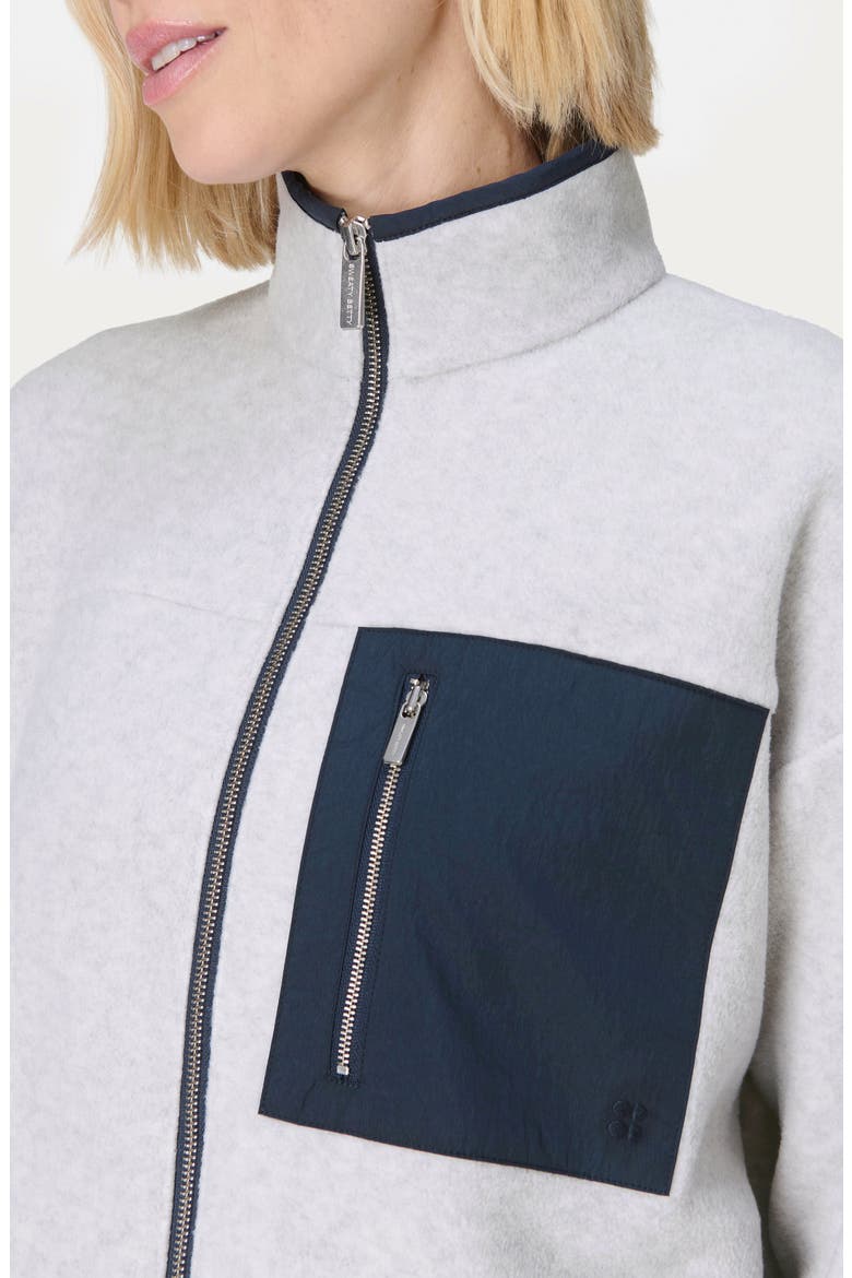 Mallow Zip Fleece Jacket, Alternate, color, MOTTLEDGREY NAVYBLUE