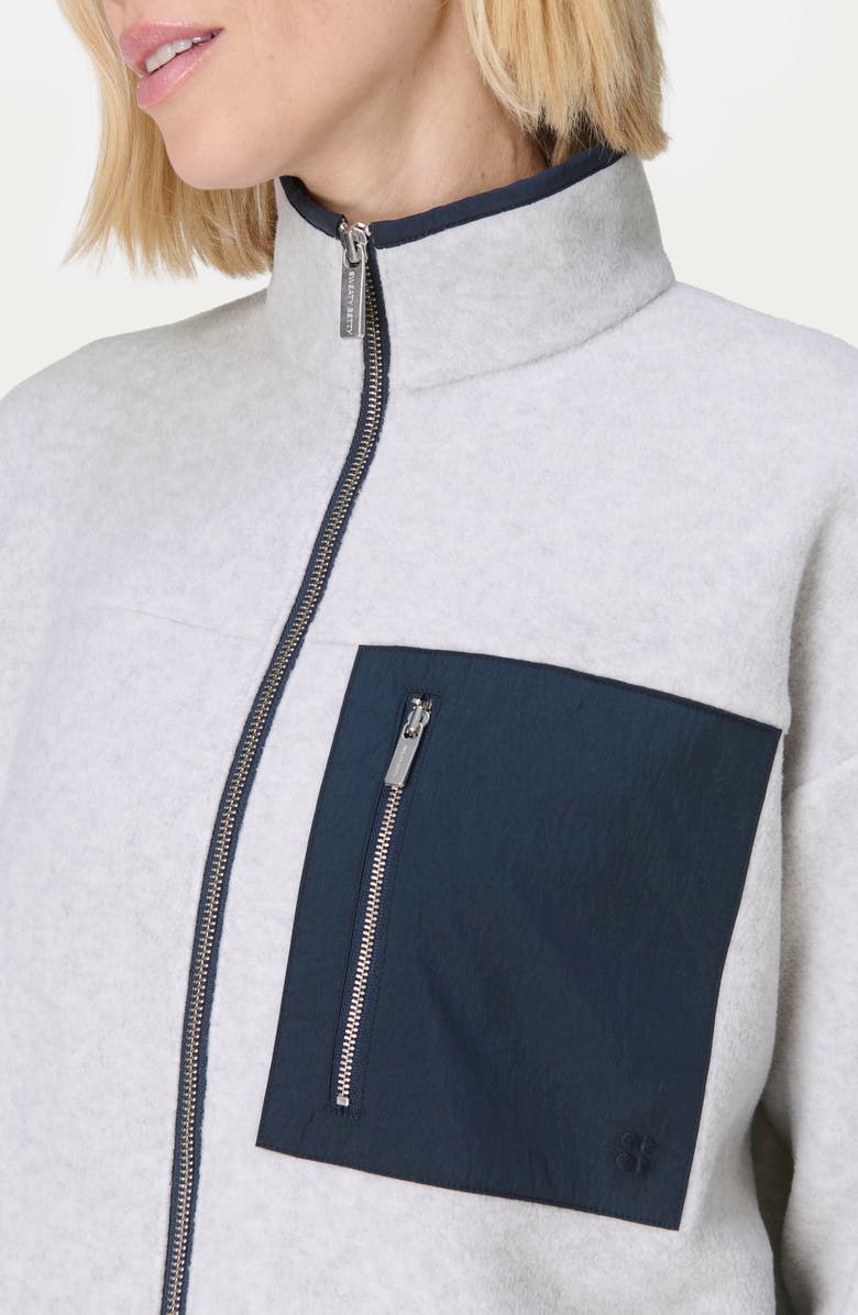 Sweaty Betty Mallow Zip Fleece Jacket, Alternate, color, Mottledgrey Navyblue