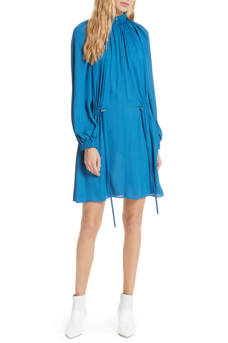 Side Drawstring Georgette Dress, Main, color, SKY BLUE