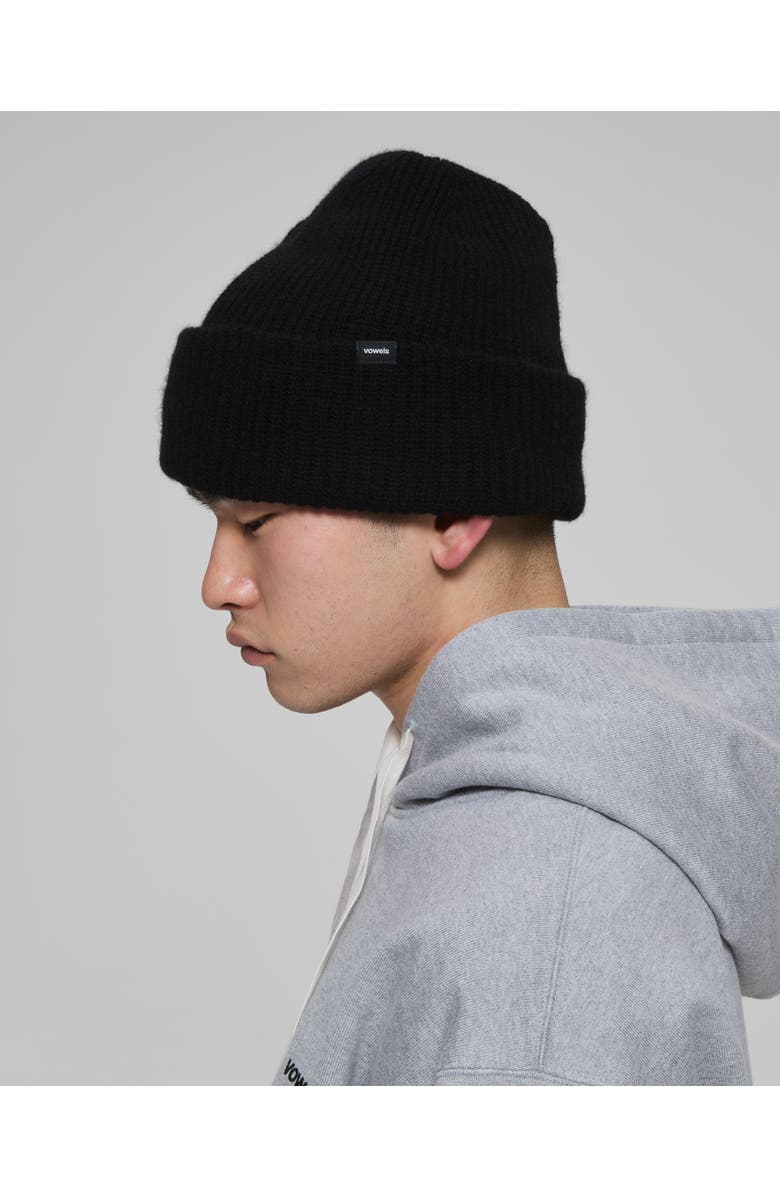 vowels Solid Wool Blend Beanie, Alternate, color, Black