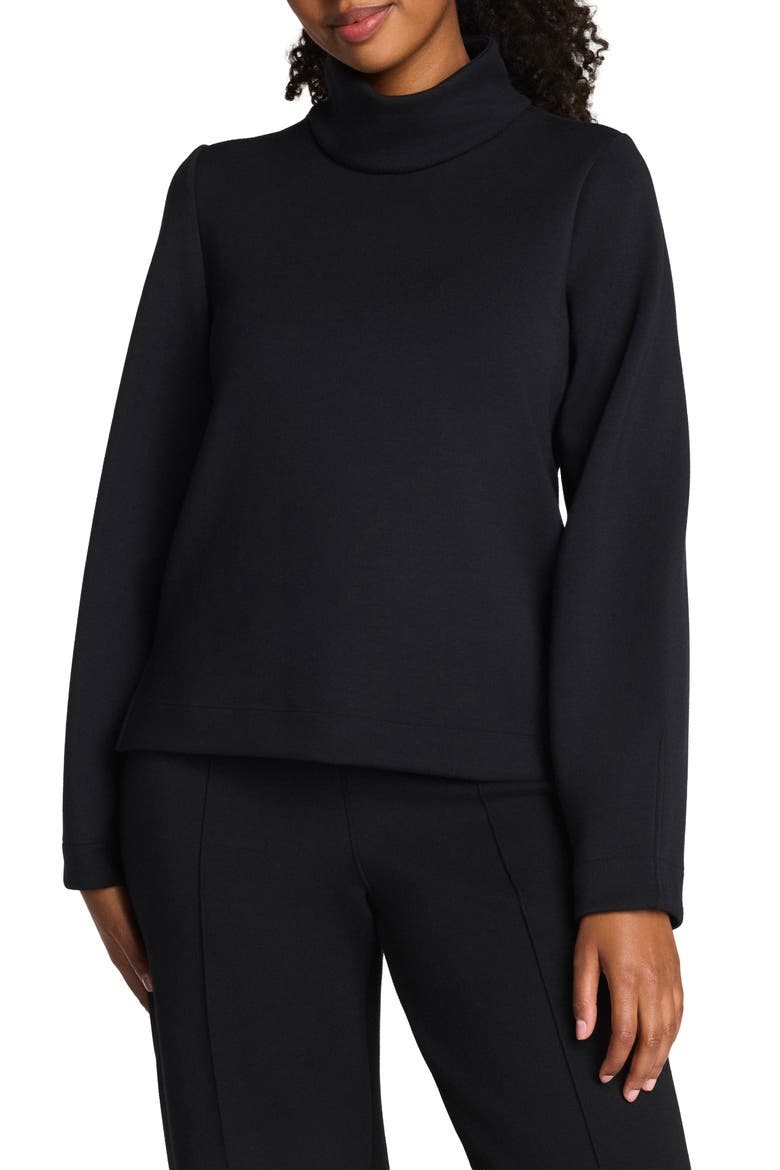 AirEssentials® Luxe Mock Neck Sweatshirt, Main, color, VERY BLACK