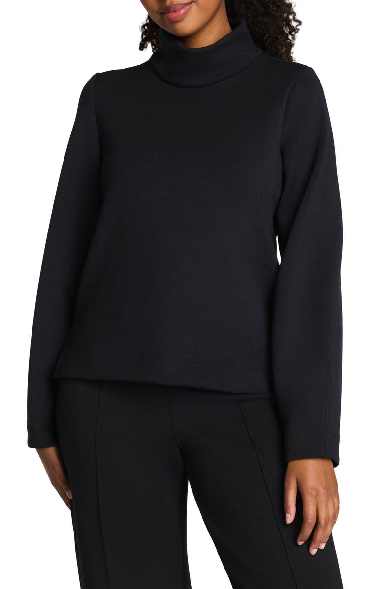 SPANX<sup>®</sup> AirEssentials<sup>®</sup> Luxe Mock Neck Sweatshirt, Main, color, Very Black