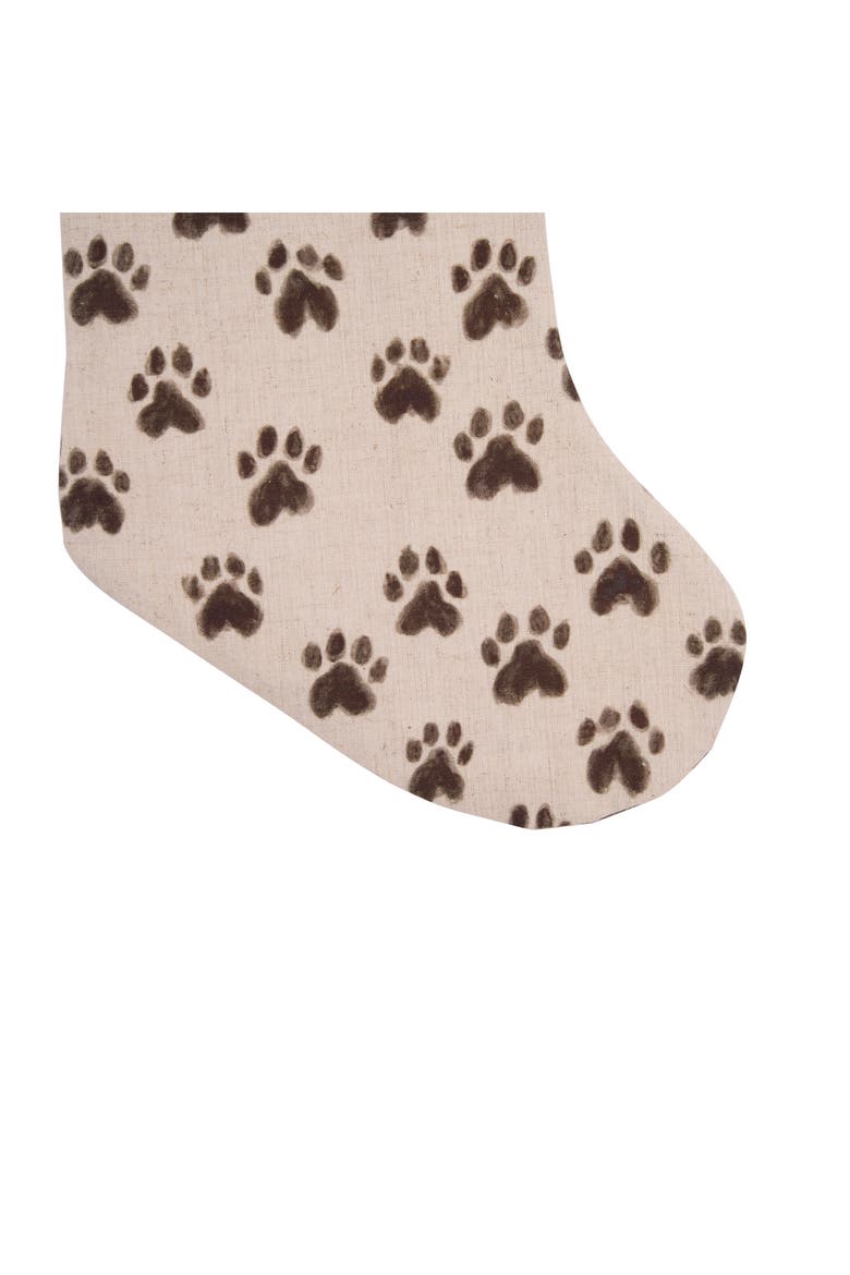 Paw Prints Heart Christmas Stocking, Alternate, color, Beige