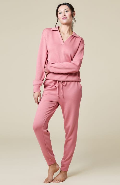 Softies Athleisure Dreamtech Johnny Collar Jogger Set In Copper Rose