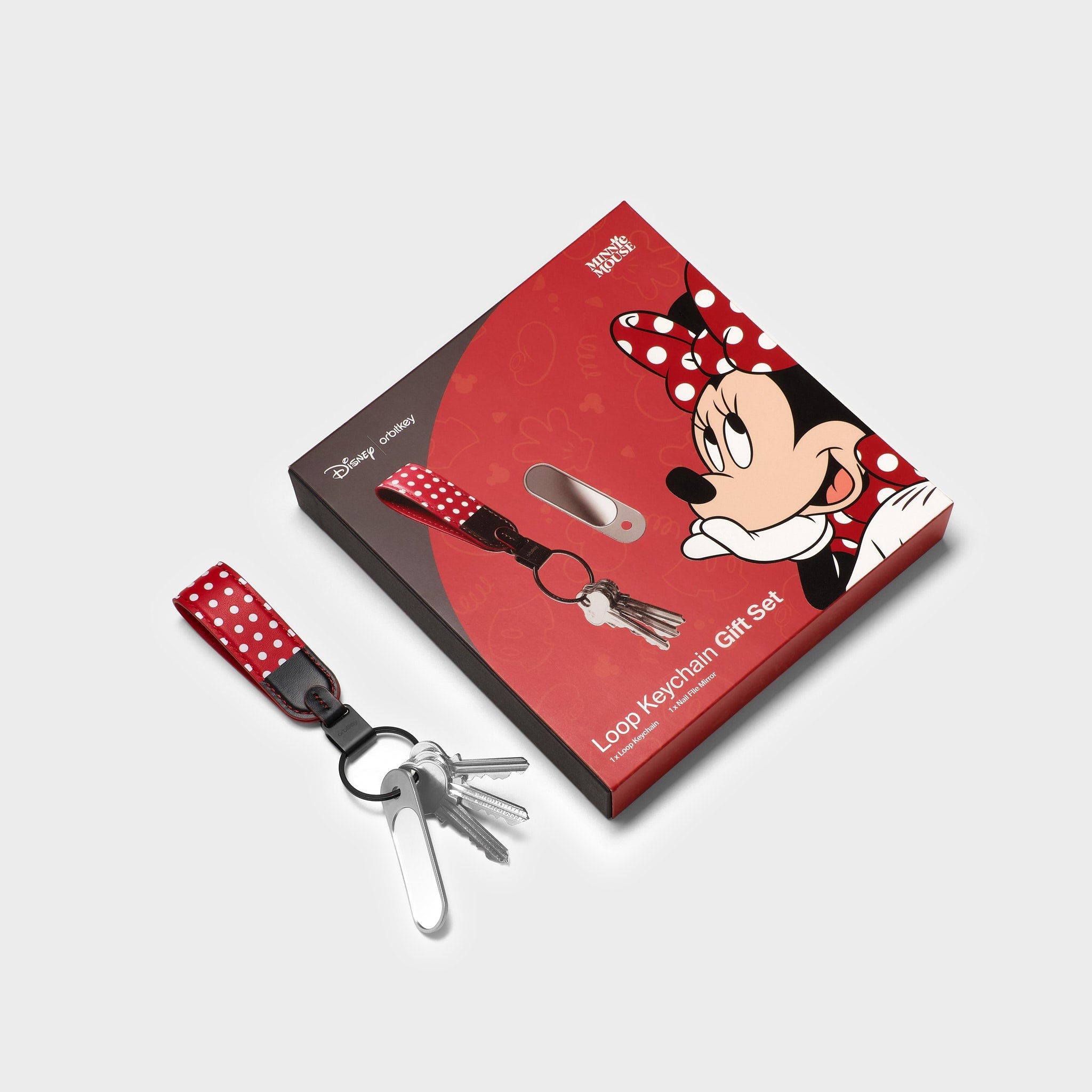 Orbitkey Disney Loop Keychain +  Nail File Mirror Kit, Alternate, color, Minnie Mouse