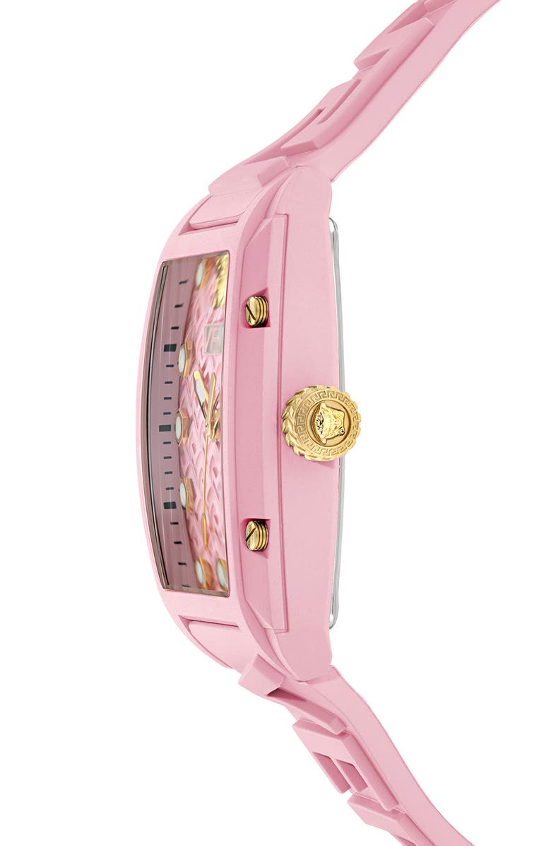 Versace Dominus Ceramic Strap Watch, 44mm x 36mm, Alternate, color, Pink