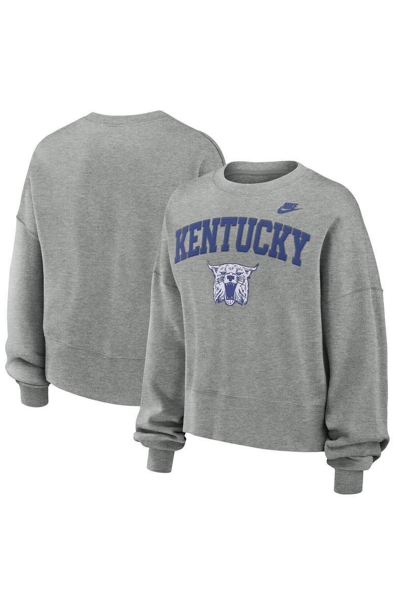 Nike Women's Nike Heather Gray Kentucky Wildcats Oversized Legacy Classic Pullover Sweatshirt, Main, color,
