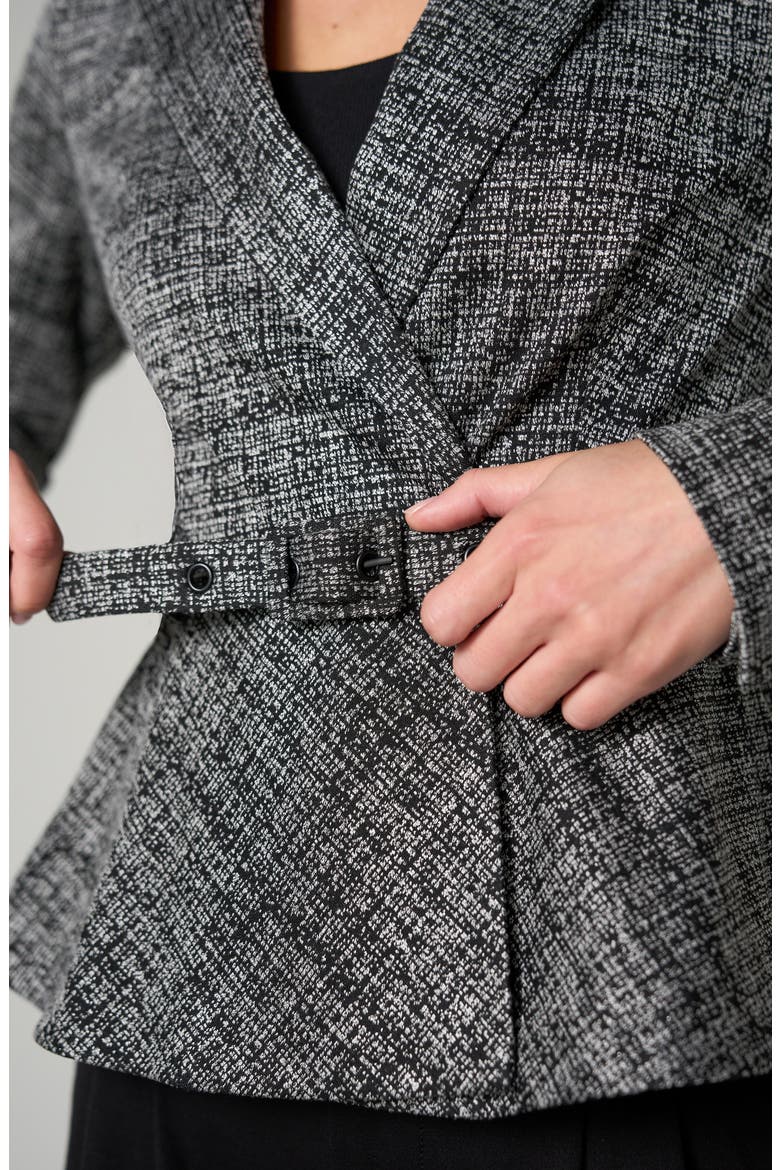 Belted Peplum Blazer, Alternate, color, BLACK/ MULTI TWEED PRINT