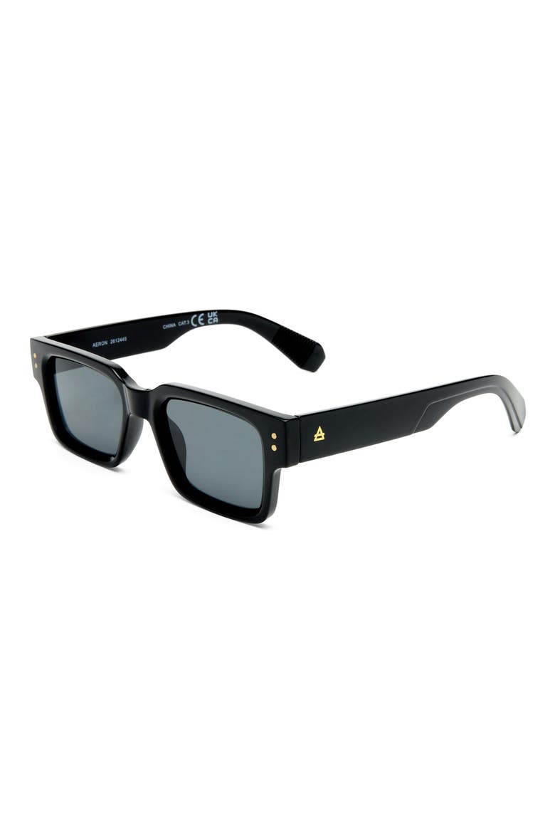 Aeron 49mm Rectangular Sunglasses, Alternate, color, BLACK / SMOKE MONO