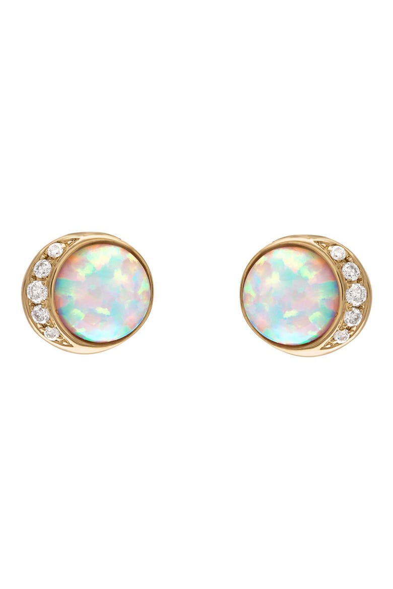 Moonrise Stud Earrings, Main, color, YELLOW GOLD - OPAL