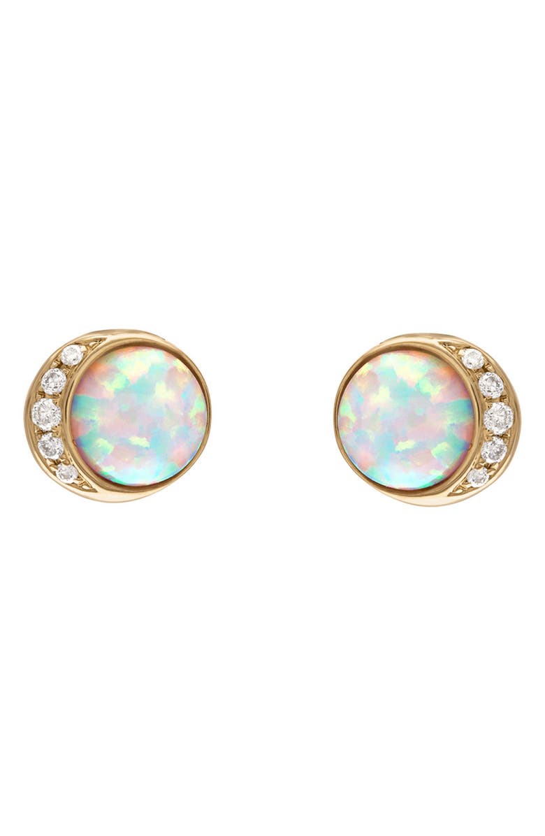 EDEN PRESLEY Moonrise Stud Earrings, Main, color, Yellow Gold - Opal