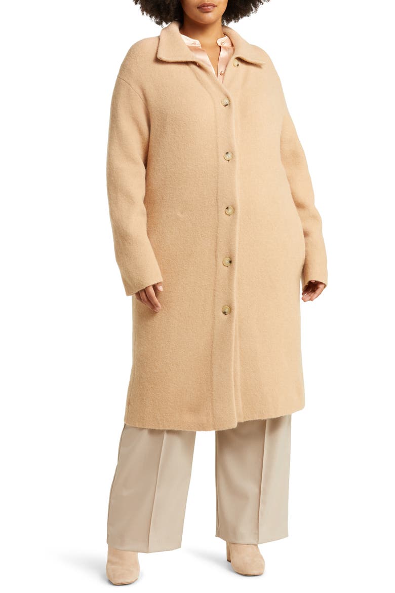 Collared Cardigan Sweater Coat, Alternate, color, LT BRITTLE