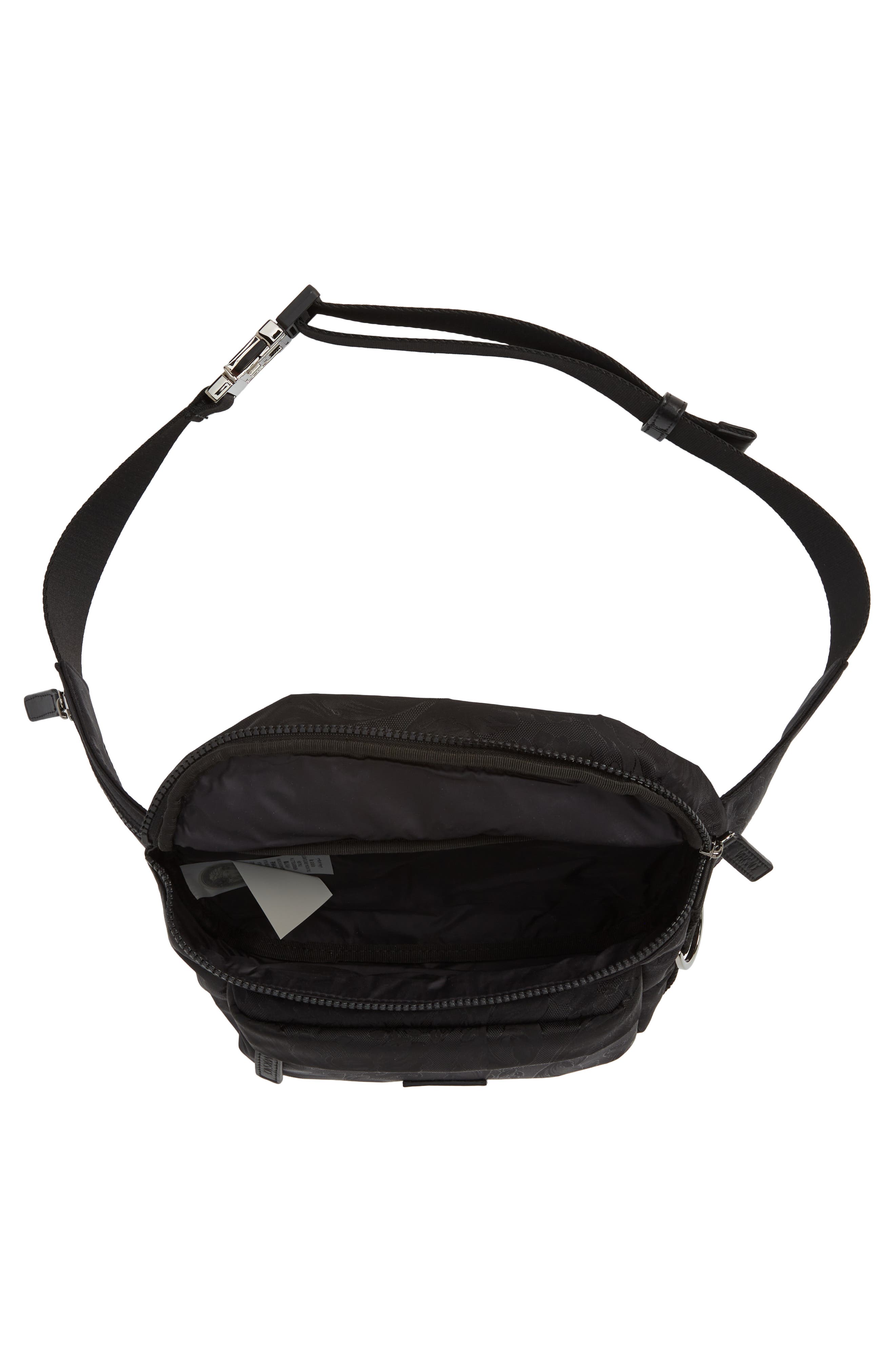 Versace Small Barocco Jacquard Nylon Belt Bag, Alternate, color, Black Ruthenium
