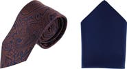 Trafalgar Sobee Paisley Silk Necktie & Gatsby Pocket Square Bundle