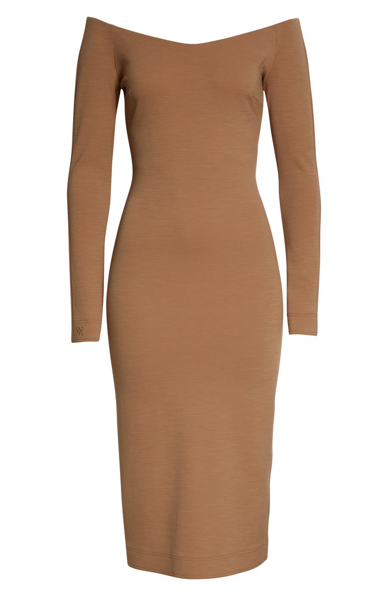 Fendi Long Sleeve Wool Blend Midi Dress, Alternate, color, 